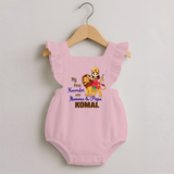 My First Navratri Mamma Papa Blessings Personalized Romper Frock - BABY PINK - 0 - 3 Months Old (Chest 19")