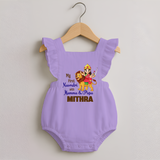 My First Navratri With Mumma and Papa Romper frock | Custom Baby Romper frock for Family Fun - LILAC - 0 - 3 Months Old (Chest 19")