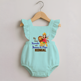 My First Navratri Mamma Papa Blessings Personalized Romper Frock - MINT GREEN - 0 - 3 Months Old (Chest 19")