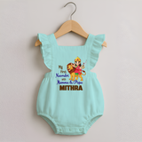 My First Navratri With Mumma and Papa Romper frock | Custom Baby Romper frock for Family Fun - MINT GREEN - 0 - 3 Months Old (Chest 19")