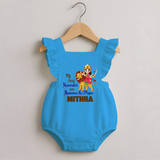 My First Navratri With Mumma and Papa Romper frock | Custom Baby Romper frock for Family Fun - SKY BLUE - 0 - 3 Months Old (Chest 19")