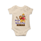 My First Navratri With Mumma and Papa Romper/Onesie | Custom Baby Romper/Onesie for Family Fun - IVORY - New Born (Chest 14")