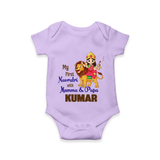 My First Navratri With Mumma and Papa Romper/Onesie | Custom Baby Romper/Onesie for Family Fun - LILAC - New Born (Chest 14")
