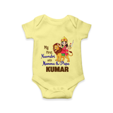My First Navratri With Mumma and Papa Romper/Onesie | Custom Baby Romper/Onesie for Family Fun - PASTEL YELLOW - New Born (Chest 14")