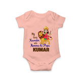 My First Navratri With Mumma and Papa Romper/Onesie | Custom Baby Romper/Onesie for Family Fun - PEACH - New Born (Chest 14")
