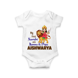 My First Navratri Mamma Papa Blessings Personalized Romper - WHITE - New Born (Chest 14")
