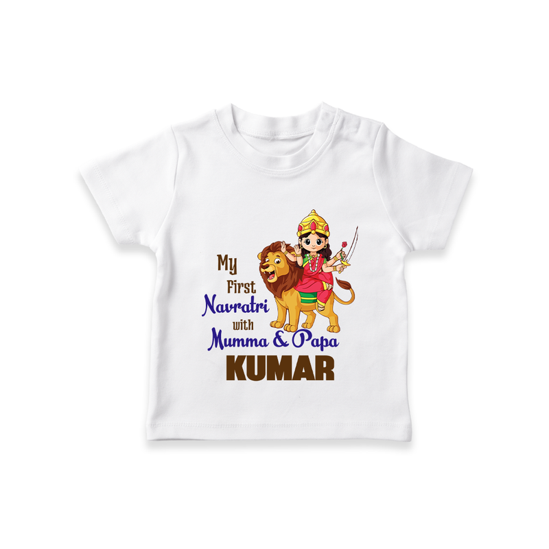 My First Navratri With Mumma and Papa T-shirt | Custom Baby T-shirt for Family Fun - WHITE - 0-5 Months Old (Chest 17")