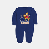 My First Navratri With Mumma and Papa Sleep suit/full sleeve body suit | Custom Baby Sleep suit/full sleeve body suit for Family Fun - NAVY BLUE - New Born (Chest 7.5")