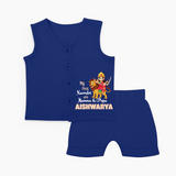 My First Navratri Mamma Papa Blessings Personalized Jabla Set - NAVY BLUE - 0 - 3 Months Old (Chest 9.8")