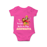 My First Navratri Mamma Papa Blessings Personalized Romper - HOT PINK - New Born (Chest 14")