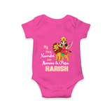 My First Navratri With Mumma and Papa Romper/Onesie | Custom Baby Romper/Onesie for Family Fun - HOT PINK - New Born (Chest 14")