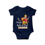 My First Navratri With Mumma and Papa Romper/Onesie | Custom Baby Romper/Onesie for Family Fun - NAVY BLUE - New Born (Chest 14")