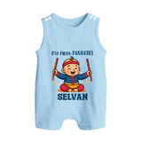 My First Navratri Romper suit/sleeveless romper | Personalized Baby Romper suit/sleeveless romper for Navratri Celebration - BABY BLUE - 0 - 5 Months Old (Chest 18")