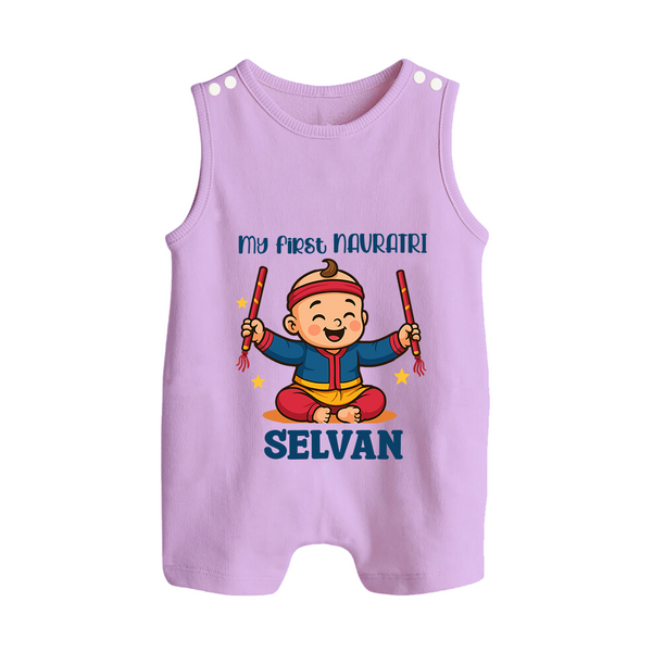 My First Navratri Romper suit/sleeveless romper | Personalized Baby Romper suit/sleeveless romper for Navratri Celebration - LILAC - 0 - 5 Months Old (Chest 18")