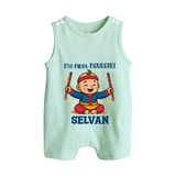 My First Navratri Romper suit/sleeveless romper | Personalized Baby Romper suit/sleeveless romper for Navratri Celebration - MINT GREEN - 0 - 5 Months Old (Chest 18")
