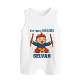 My First Navratri Romper suit/sleeveless romper | Personalized Baby Romper suit/sleeveless romper for Navratri Celebration - WHITE - 0 - 5 Months Old (Chest 18")