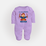 My First Navratri Sleep suit/full sleeve body suit | Personalized Baby Sleep suit/full sleeve body suit for Navratri Celebration - LILAC - New Born (Chest 7.5")