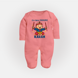My First Navratri Dandiya Boy Personalized Full Body Suit - PEACH - New Born (Chest 7.5")
