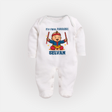 My First Navratri Sleep suit/full sleeve body suit | Personalized Baby Sleep suit/full sleeve body suit for Navratri Celebration - WHITE - New Born (Chest 7.5")