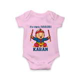 My First Navratri Dandiya Boy Personalized Romper - BABY PINK - New Born (Chest 14")