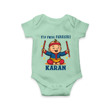 My First Navratri Dandiya Boy Personalized Romper - MINT GREEN - New Born (Chest 14")