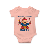 My First Navratri Dandiya Boy Personalized Romper - PEACH - New Born (Chest 14")
