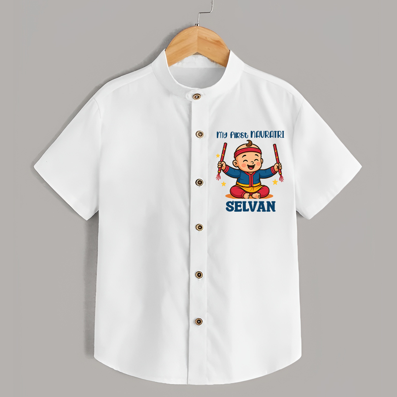My First Navratri Shirt | Personalized Baby Shirt for Navratri Celebration - WHITE - 0 - 6 Months Old (Chest 23")
