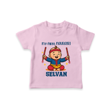 My First Navratri T-shirt | Personalized Baby T-shirt for Navratri Celebration - BABY PINK - 0-5 Months Old (Chest 17")