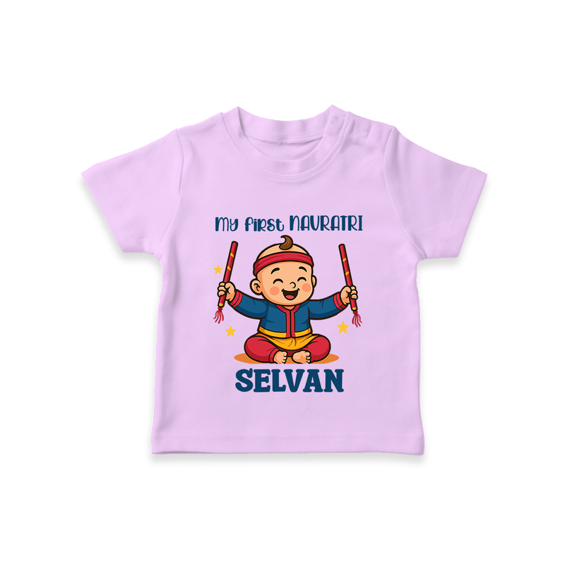 My First Navratri T-shirt | Personalized Baby T-shirt for Navratri Celebration - LILAC - 0-5 Months Old (Chest 17")