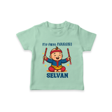 My First Navratri T-shirt | Personalized Baby T-shirt for Navratri Celebration - MINT GREEN - 0-5 Months Old (Chest 17")