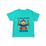 My First Navratri T-shirt | Personalized Baby T-shirt for Navratri Celebration - TEAL - 0-5 Months Old (Chest 17")