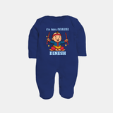 My First Navratri Sleep suit/full sleeve body suit | Personalized Baby Sleep suit/full sleeve body suit for Navratri Celebration - NAVY BLUE - New Born (Chest 7.5")