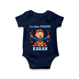 My First Navratri Dandiya Boy Personalized Romper - NAVY BLUE - New Born (Chest 14")