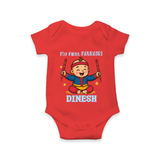 My First Navratri Romper/Onesie | Personalized Baby Romper/Onesie for Navratri Celebration - RED - New Born (Chest 14")