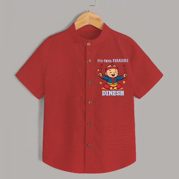 My First Navratri Shirt | Personalized Baby Shirt for Navratri Celebration - RED - 0 - 6 Months Old (Chest 23")