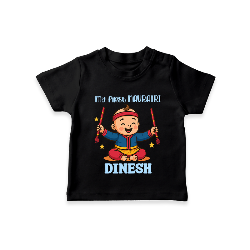 My First Navratri T-shirt | Personalized Baby T-shirt for Navratri Celebration - BLACK - 0-5 Months Old (Chest 17")
