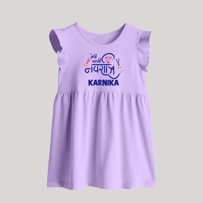 My First Navratri Baby frock | Custom Baby frock for Festive Fun - LILAC - 0 - 3 Months Old (Chest 17")