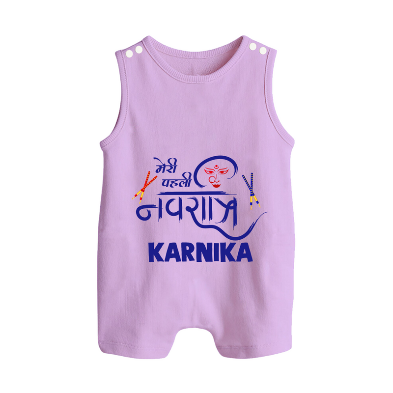 My First Navratri Romper suit/sleeveless romper | Custom Baby Romper suit/sleeveless romper for Festive Fun - LILAC - 0 - 5 Months Old (Chest 18")