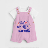 My First Navratri Dungaree set | Custom Baby Dungaree set for Festive Fun - BABY PINK - 0 - 5 Months Old (Chest 18")