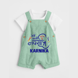 My First Navratri Dungaree set | Custom Baby Dungaree set for Festive Fun - MINT GREEN - 0 - 5 Months Old (Chest 18")