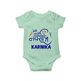My First Navratri Romper/Onesie | Custom Baby Romper/Onesie for Festive Fun - MINT GREEN - New Born (Chest 14")