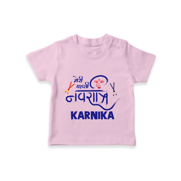 My First Navratri T-shirt | Custom Baby T-shirt for Festive Fun - BABY PINK - 0-5 Months Old (Chest 17")
