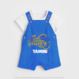 Meri Pehli Navratri Traditional Personalized Dungaree - COBALT BLUE - 0 - 5 Months Old (Chest 18")
