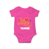 Meri Pehli Navratri Traditional Personalized Romper - HOT PINK - New Born (Chest 14")