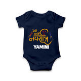 Meri Pehli Navratri Traditional Personalized Romper - NAVY BLUE - New Born (Chest 14")
