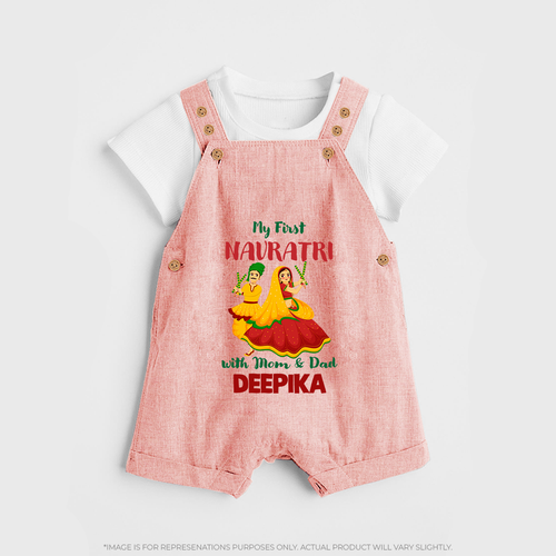 My First Navratri With Mom and Dad Dungaree set | Personalized Baby Dungaree set for Family Celebration