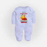My First Navratri With Mom and Dad Sleep suit/full sleeve body suit | Personalized Baby Sleep suit/full sleeve body suit for Family Celebration - BABY BLUE - New Born (Chest 7.5")