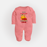 My First Navratri Garba Couple Personalized Full Body Suit - PEACH - New Born (Chest 7.5")