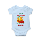 My First Navratri Garba Couple Personalized Romper - BABY BLUE - New Born (Chest 14")