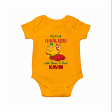 My First Navratri Garba Couple Personalized Romper - CHROME YELLOW - New Born (Chest 14")